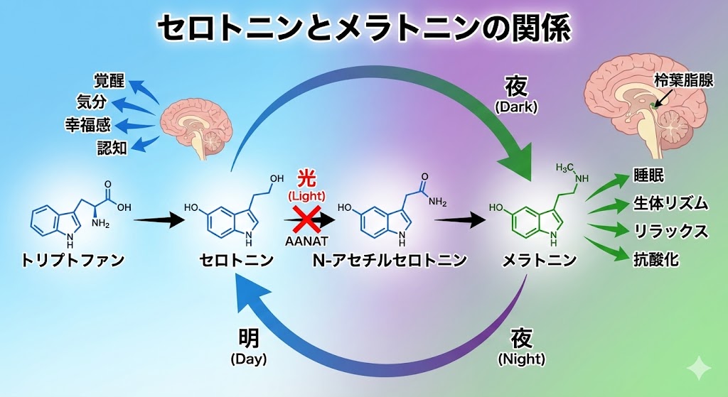 セロトニンとメラトニンの関係の画像